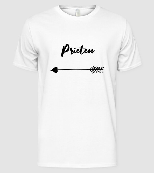 prieten model alb pe tricou