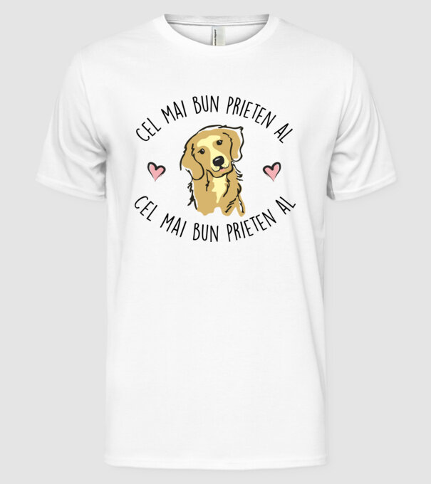 Cel mai bun prieten al meu este un golden retriever model alb pe tricou