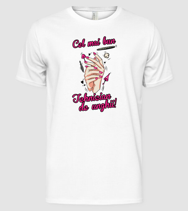 Cel mai bun tehnician de unghii model alb pe tricou