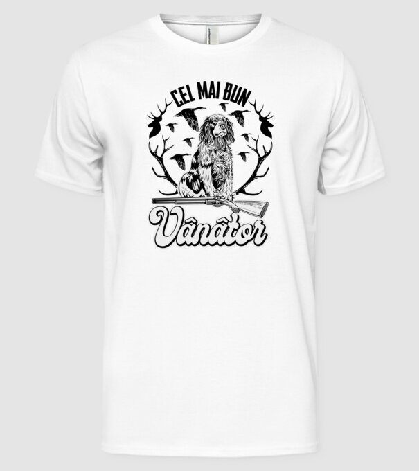 Cel mai bun vânător model alb pe tricou