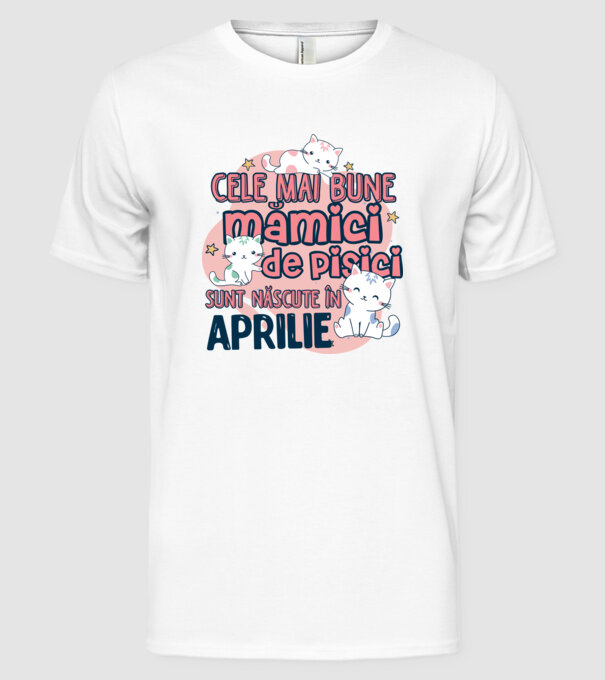 Cele mai bune mămici de pisici Aprilie model alb pe tricou
