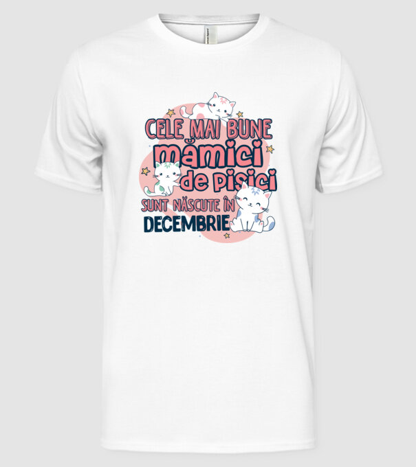 Cele mai bune mămici de pisici decembrie model alb pe tricou
