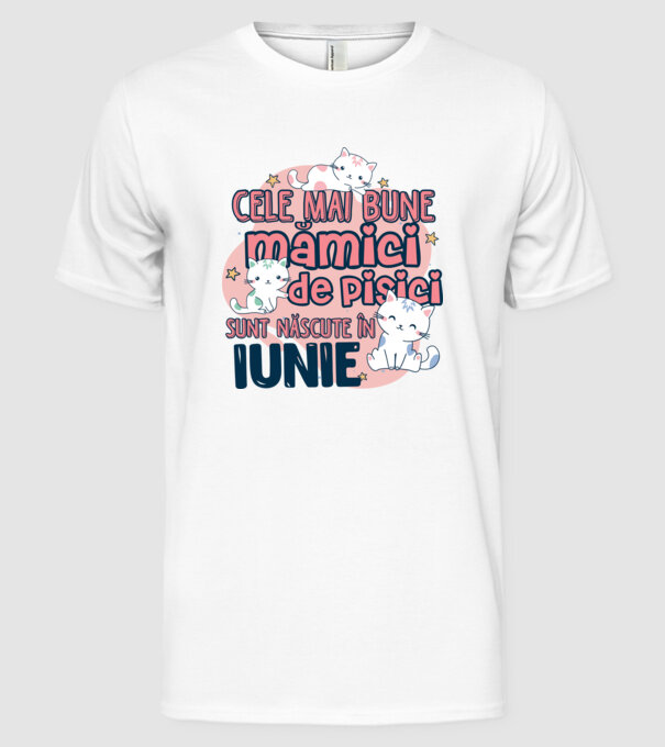 Cele mai bune mămici de pisici iunie model alb pe tricou