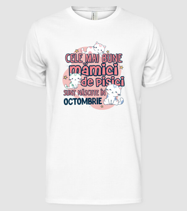 Cele mai bune mămici de pisici octombrie model alb pe tricou