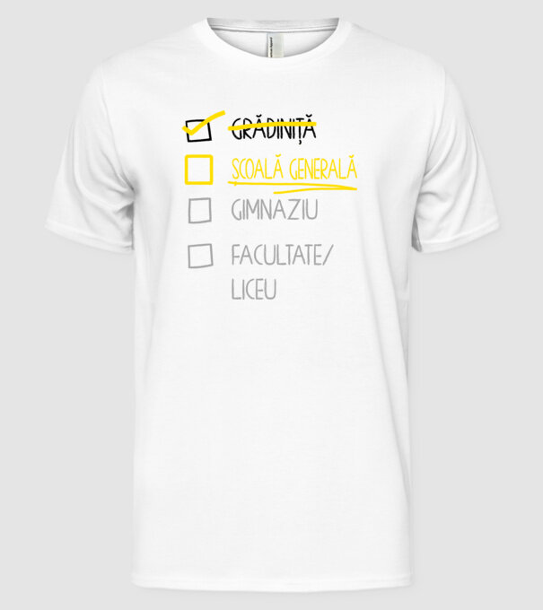 Cheklist educație - grădiniță alb model alb pe tricou