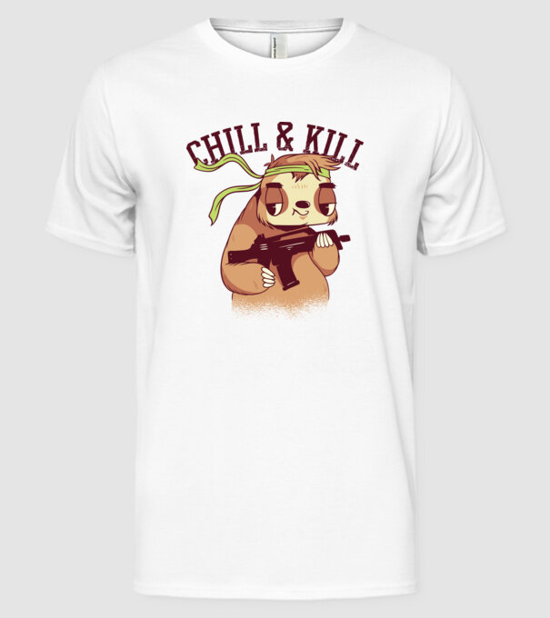 chill and kill model alb pe tricou
