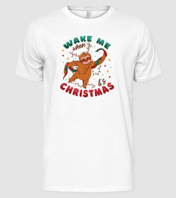Christmas Sloth model alb pe tricou