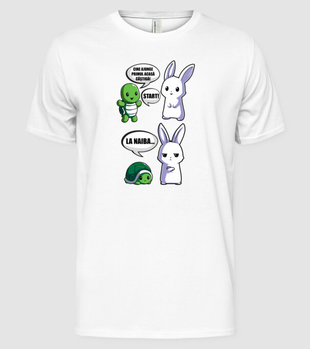 cine ajunge primul acasă câștigă! - start! - la naiba... model alb pe tricou