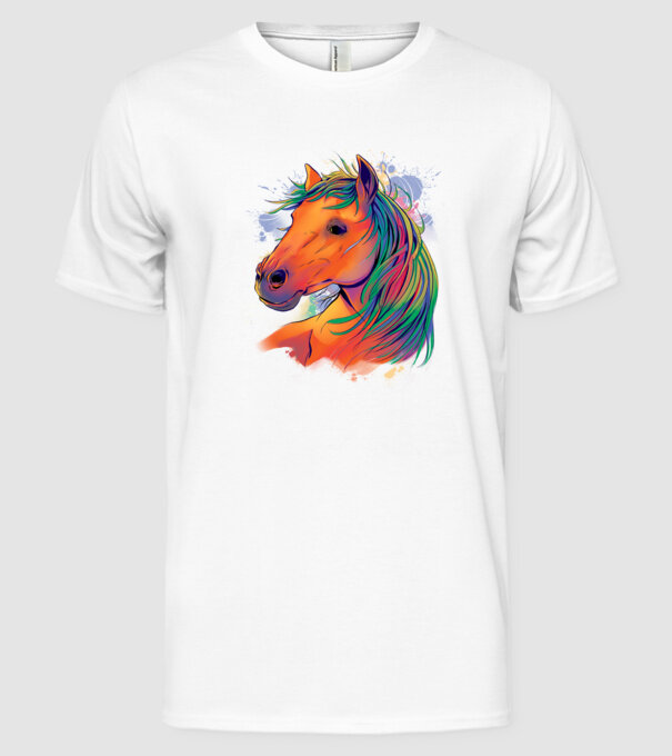 Colorful Horse model alb pe tricou