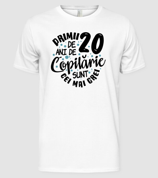 Copilărie 20 de ani model alb pe tricou