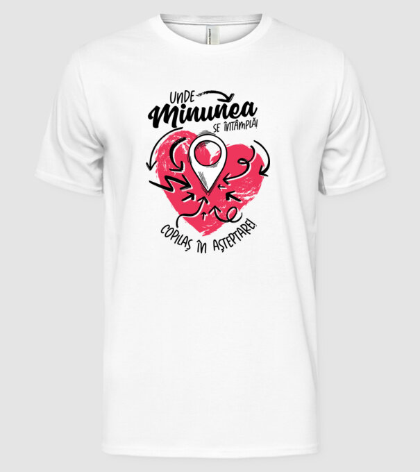 Copilaș în așteptare model alb pe tricou
