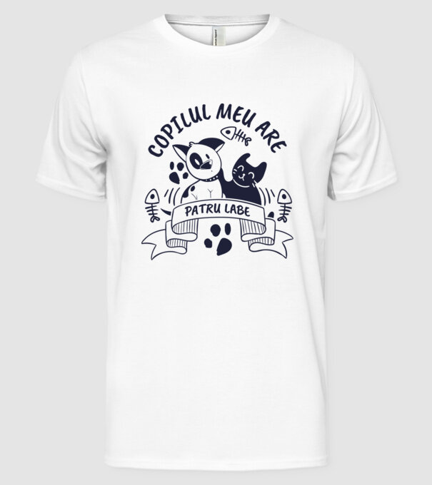 Copilul meu are patru labe model alb pe tricou