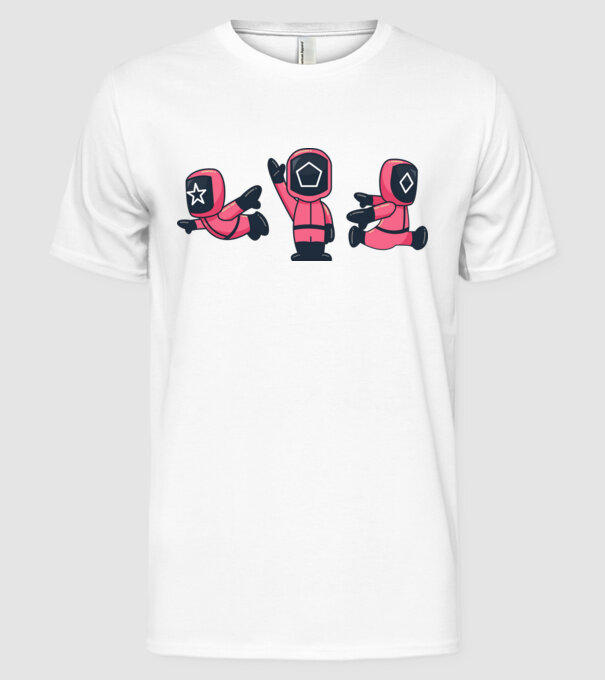 cute squid game toys model alb pe tricou