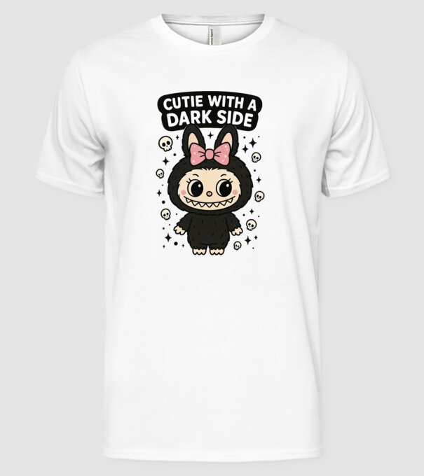 Cutie with a dark side model alb pe tricou