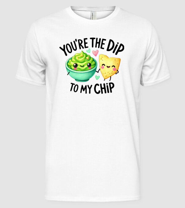 Dip to my Chip model alb pe tricou