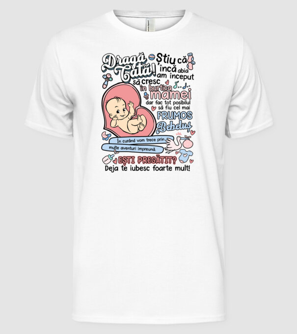 Dragă tată model alb pe tricou
