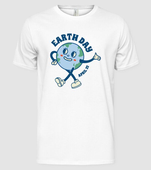 Earth Day model alb pe tricou