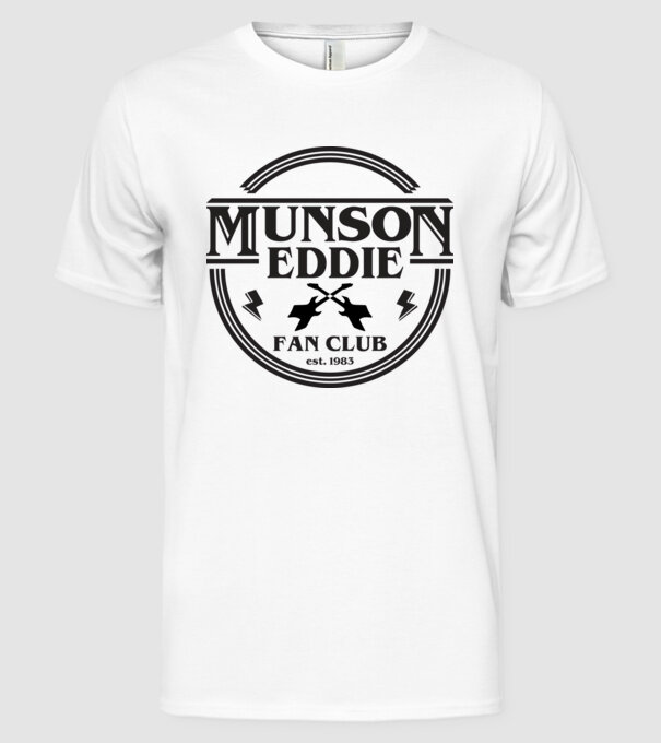 eddie munson fan club est 1983 model alb pe tricou
