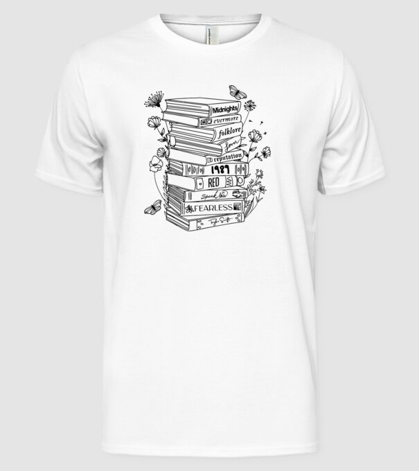 Eras tour books model alb pe tricou
