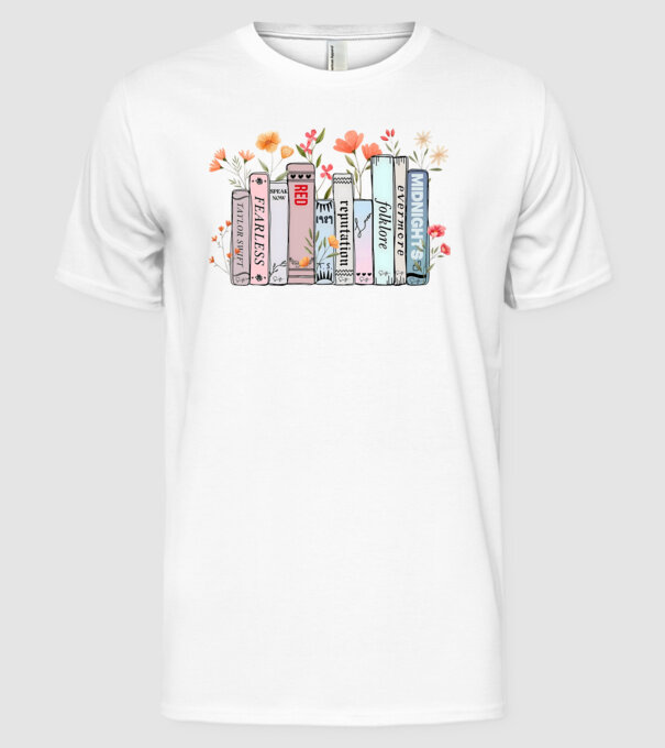 Eras tour books color model alb pe tricou