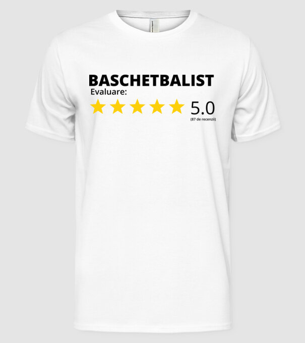 Evaluare 5 BASCHETBALIST model alb pe tricou