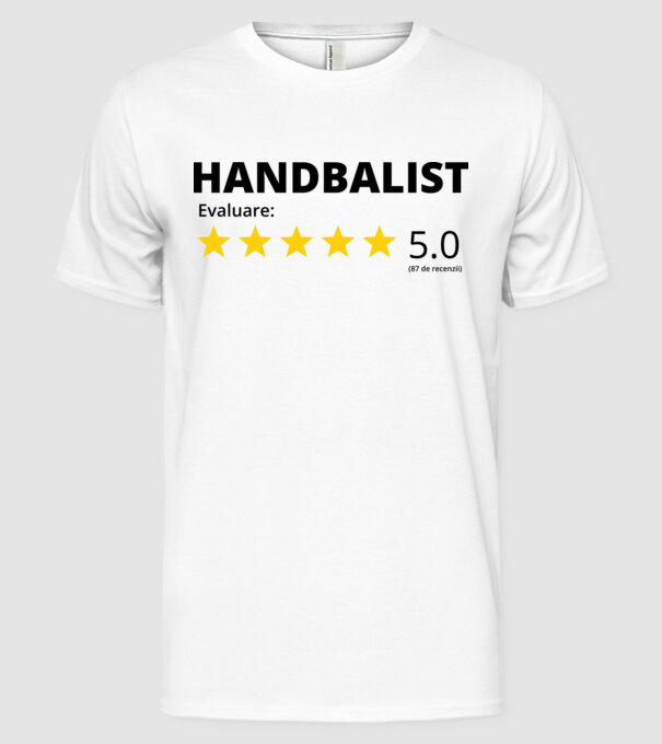 Evaluare 5 HANDBALIST model alb pe tricou