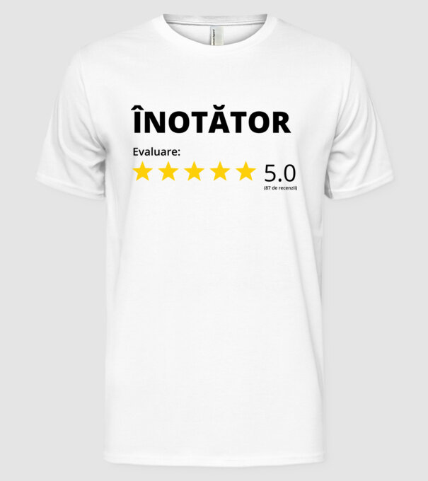 Evaluare 5 ÎNOTĂTOR model alb pe tricou