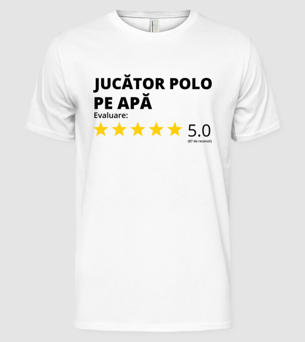 Evaluare 5 JUCĂTOR POLO PE APĂ model alb pe tricou