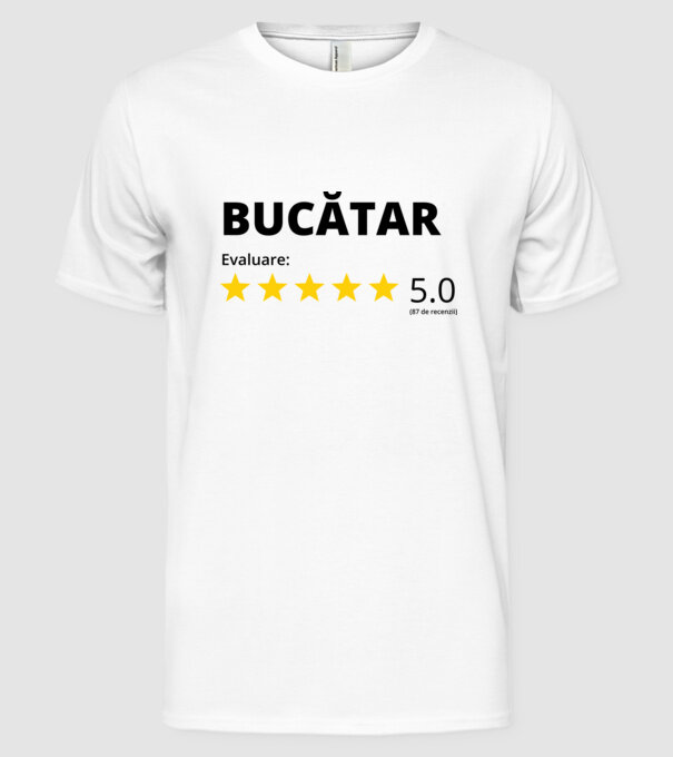 Evaluare - BUCĂTAR model alb pe tricou