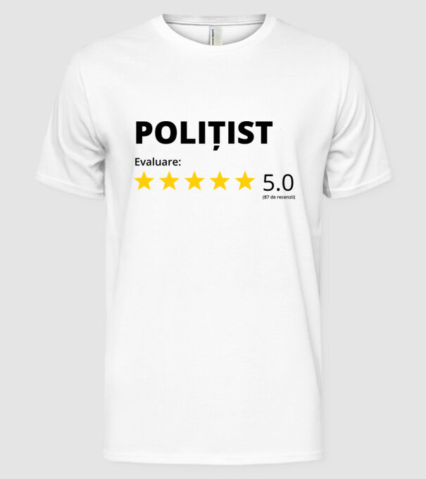 Evaluare - POLIȚIST model alb pe tricou