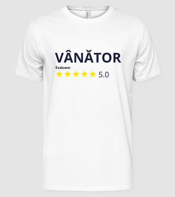 evaluare: vânător de 5 stele model alb pe tricou