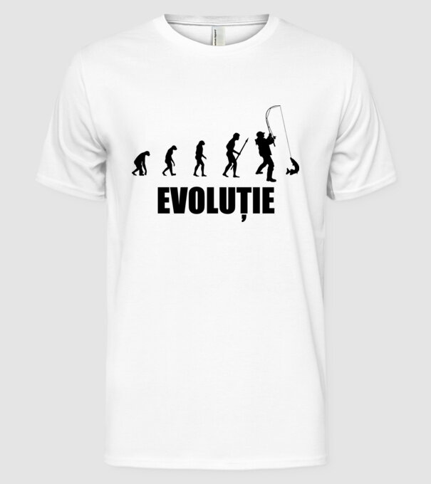 Evoluție Pescuit model alb pe tricou