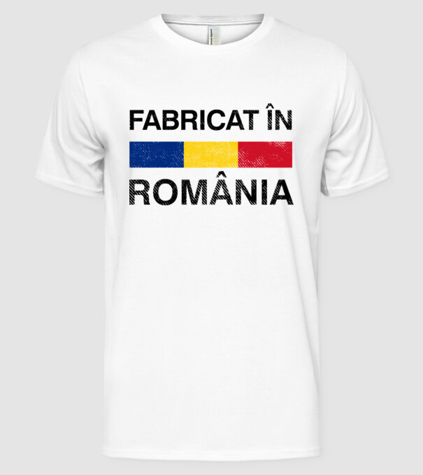 Fabricat în România model alb pe tricou