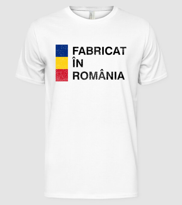 Fabricat în România model alb pe tricou