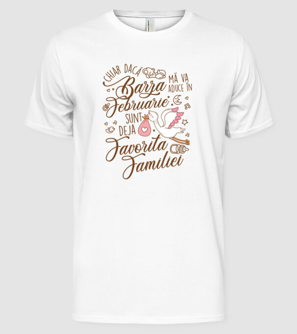 Favorita familiei FEBRUARIE model alb pe tricou