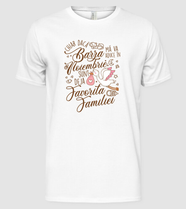 Favorita familiei NOIEMBRIE model alb pe tricou