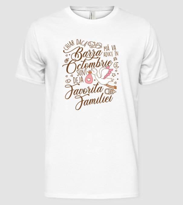 Favorita familiei OCTOMBRIE model alb pe tricou