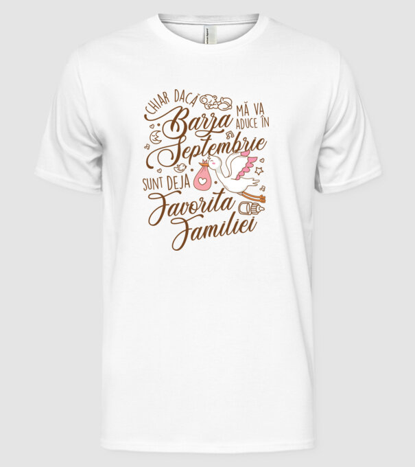 Favorita familiei SEPTEMBRIE model alb pe tricou