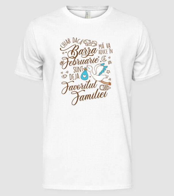 Favoritul familiei FEBRUARIE model alb pe tricou