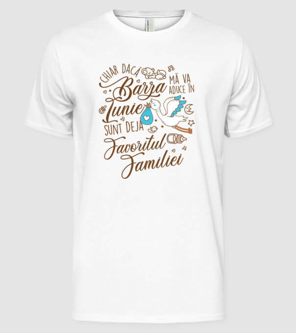Favoritul familiei IUNIE model alb pe tricou