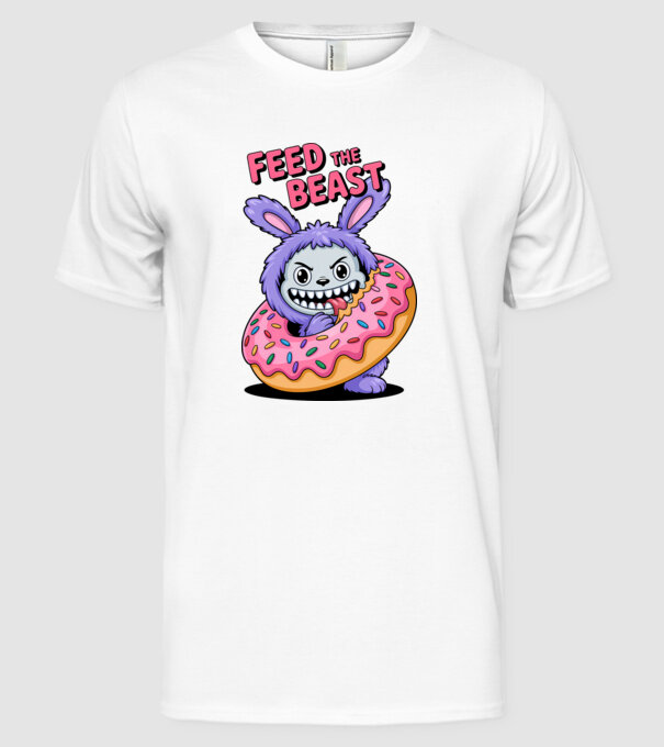 Feed the beast model alb pe tricou