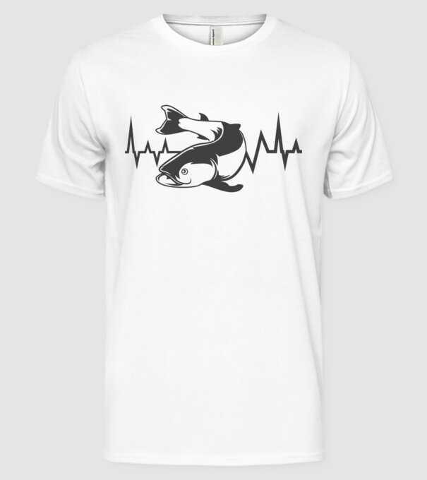 Fish model alb pe tricou