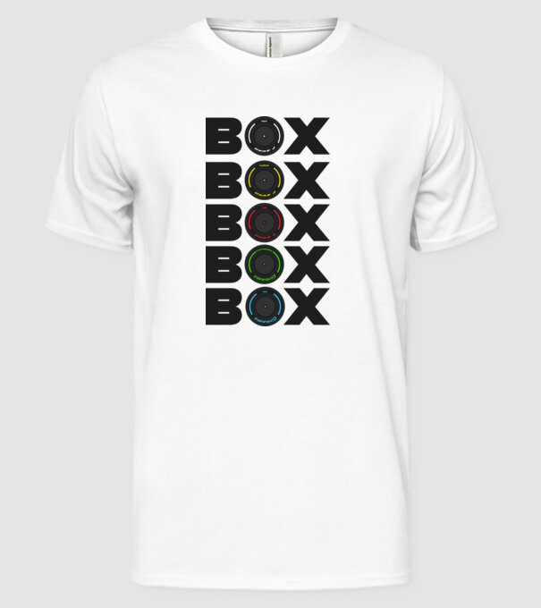 Forma1 box model alb pe tricou