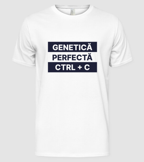 Genetică perfectă CTRL + C model alb pe tricou