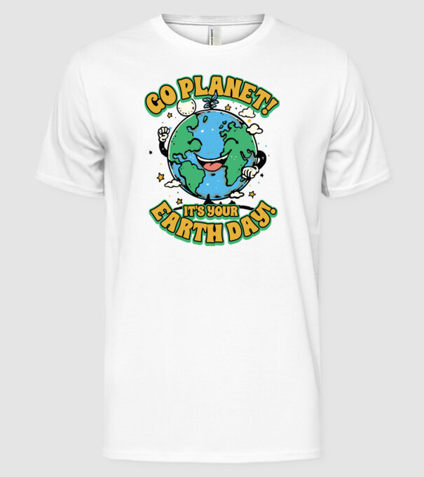 Go planet model alb pe tricou