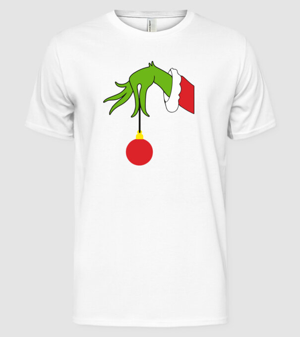 Grinch hand model alb pe tricou