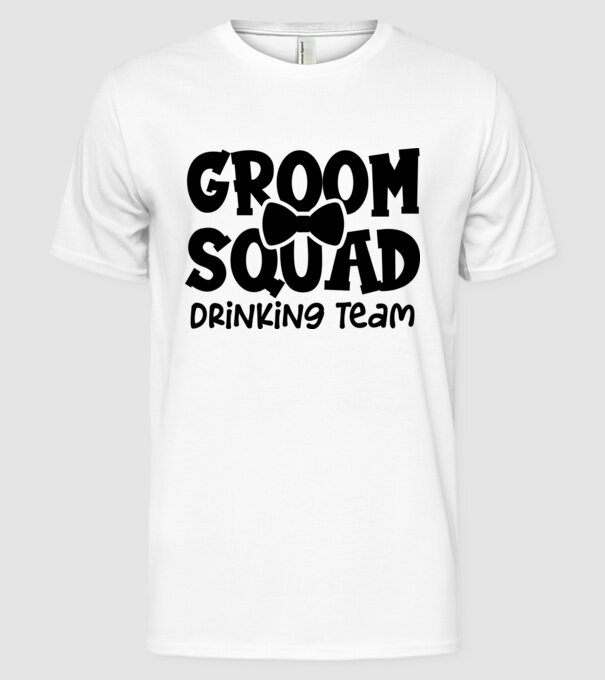 Groom Squad model alb pe tricou