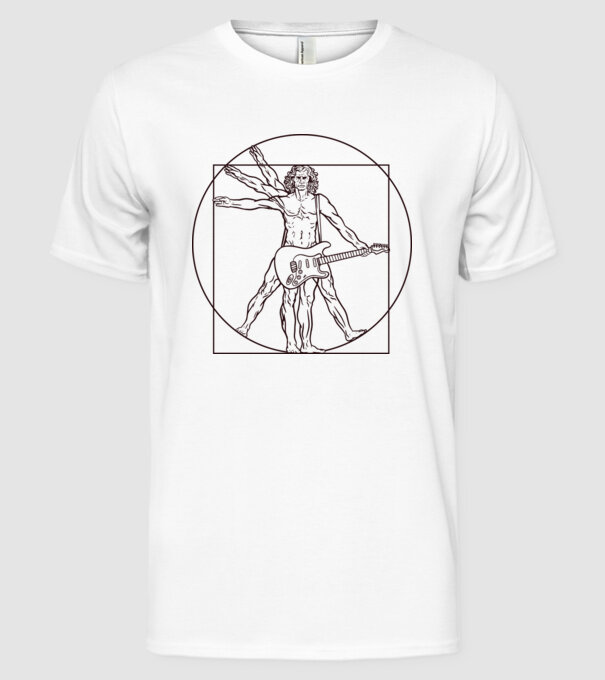 Guitar player model alb pe tricou