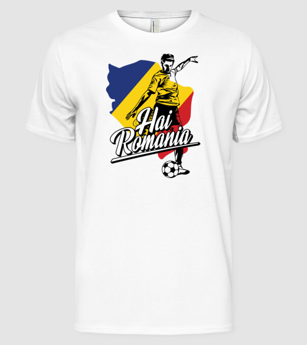Hai romania fotbal model alb pe tricou