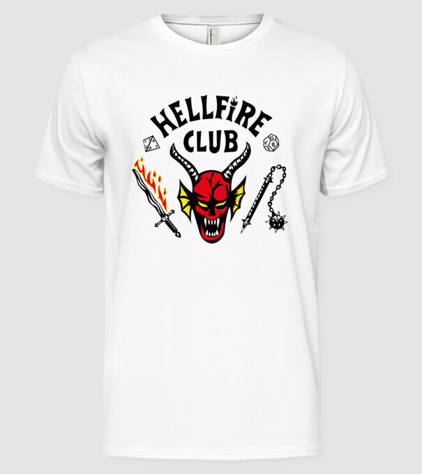 HELLFIRE CLUB model alb pe tricou